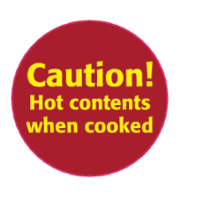 'Caution! Hot Contents When Cooked' Labels